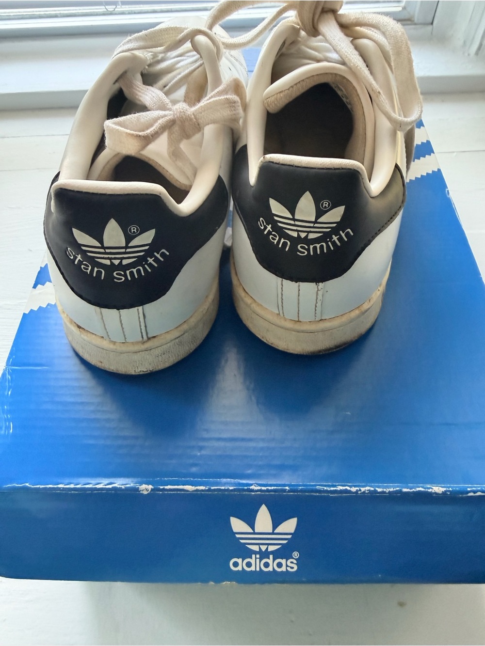 adidas Stan Smith White Sneakers with Black Heel Patch